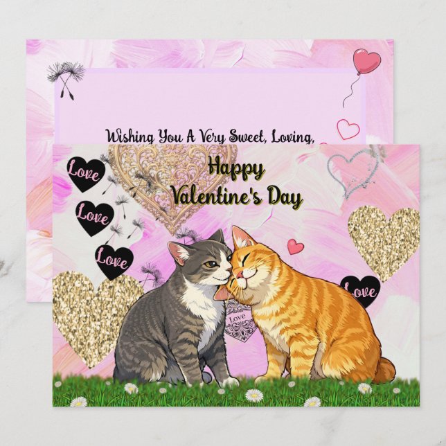 Carte de la Saint-Valentin pour chat mettant en ve (Devant / Derrière)