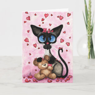 Carte de la Saint-Valentin pour chat siamois par B