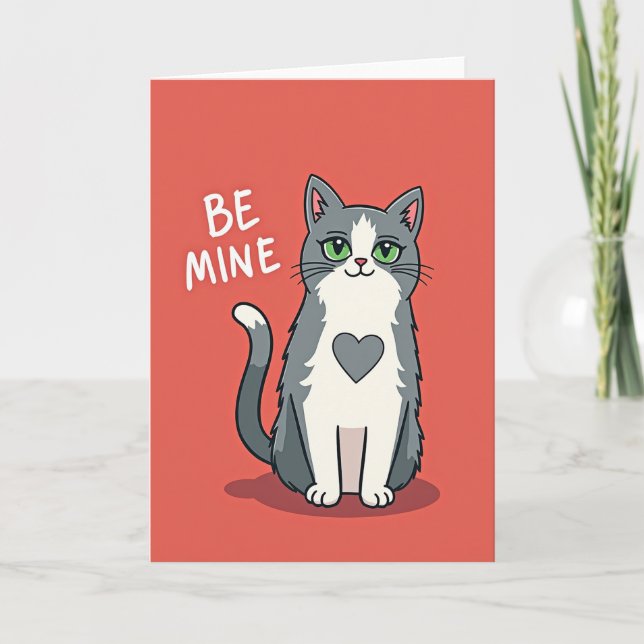 Carte de la Saint-Valentin pour chat 'Sois mienne' (Devant)