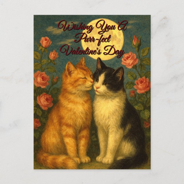Carte de la Saint-Valentin pour chats rétro (Devant)