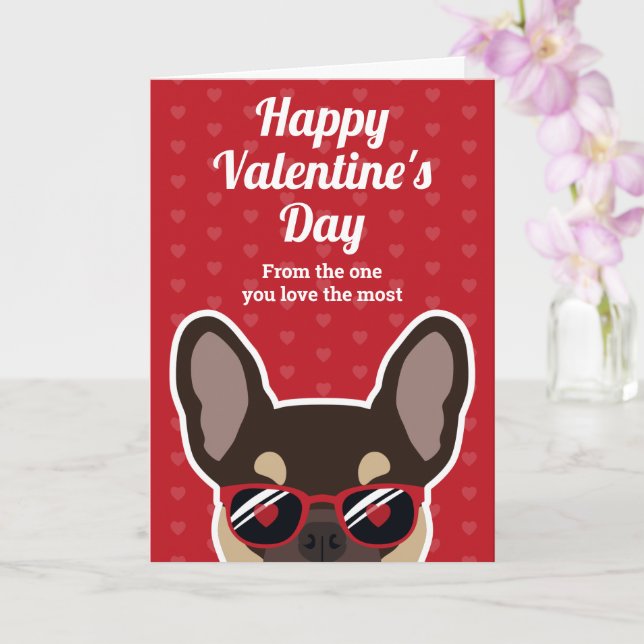 Carte de la Saint-Valentin pour chien Bouledogue F (Orchidée)