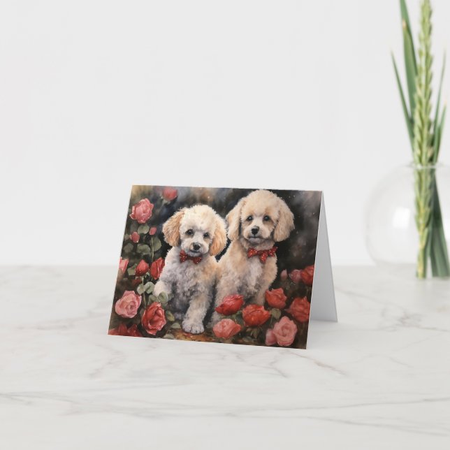 Carte de la Saint-Valentin pour chiots Caniches (Devant)