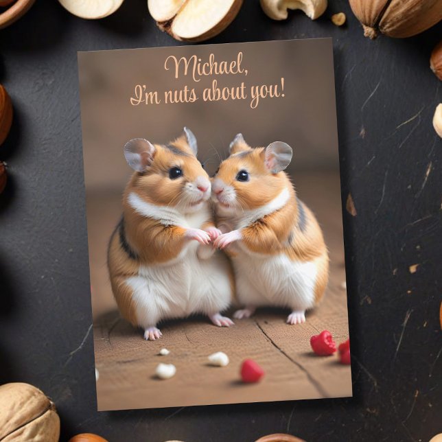 Carte de la Saint-Valentin pour couple de hamsters (Nuts about your sweetheart? Send them this card!)