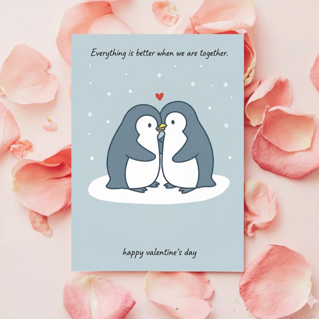 Carte de la Saint-Valentin pour couples de manchot (Créateur téléchargé)