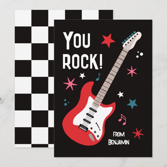 Carte de la Saint-Valentin pour cours de guitare r (Devant / Derrière)