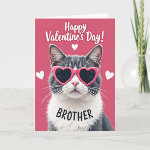 Carte de la Saint-Valentin pour frère avec chat