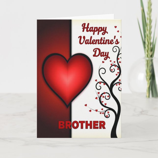 Carte de la Saint-Valentin pour frère cœur arbre (Devant)
