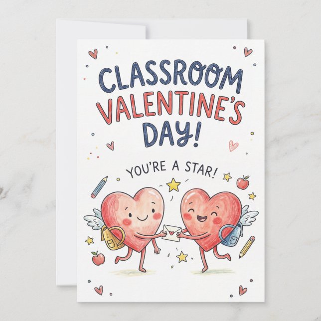 Carte de la Saint-Valentin pour la classe – Tu es  (Devant)