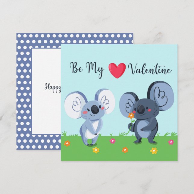 Carte de la Saint-Valentin pour ours koala (Devant / Derrière)