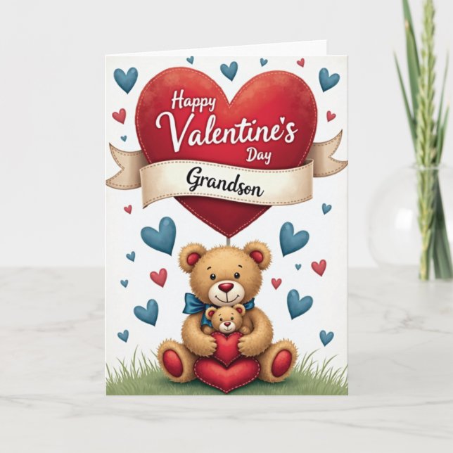 Carte de la Saint-Valentin pour petit-fils au cœur (Devant)