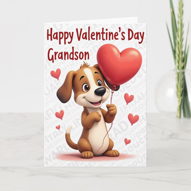 Carte de la Saint-Valentin pour petit-fils avec ch (Devant)