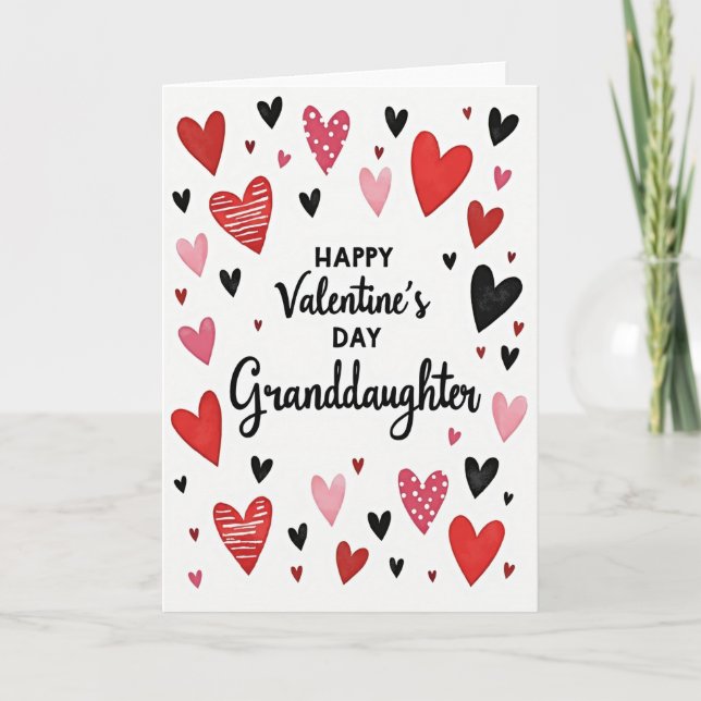 Carte de la Saint-Valentin pour petite-fille cœurs (Devant)