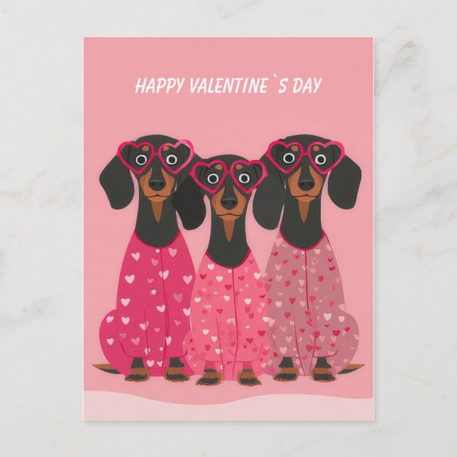 Carte de la Saint-Valentin pour teckel rose (Devant)