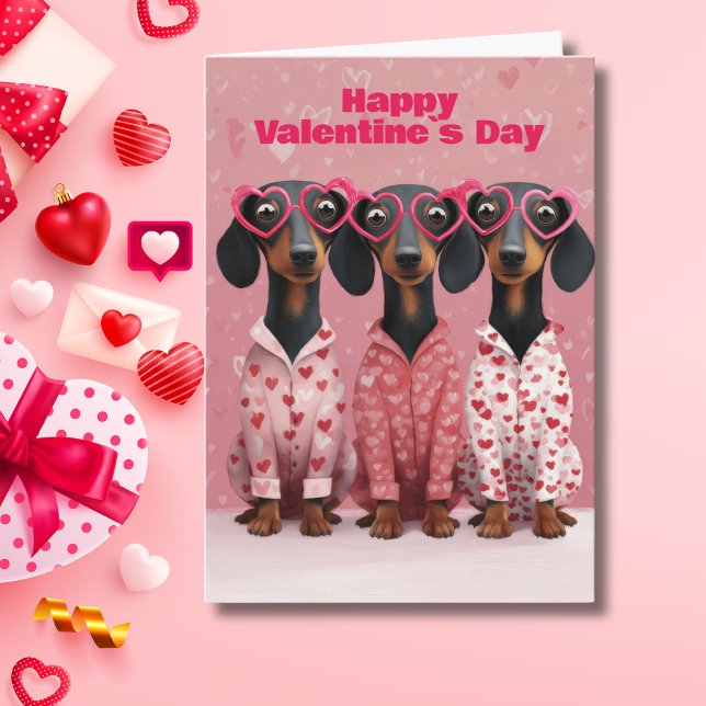 Carte de la Saint-Valentin pour teckel rose (Créateur téléchargé)