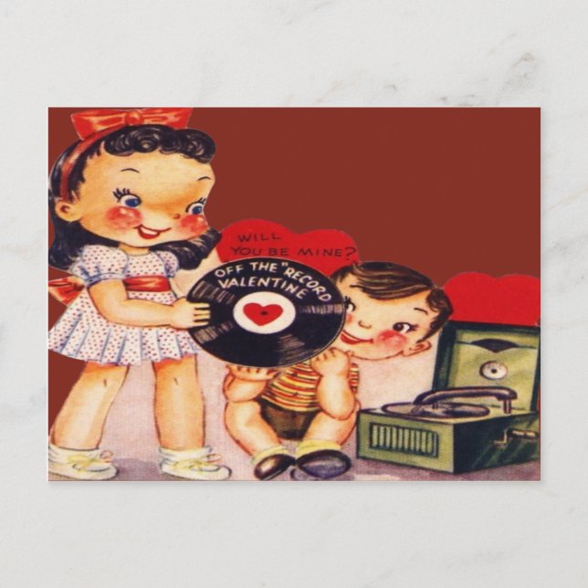 Carte de la Saint-Valentin pour tourne-disque rétr (Devant)