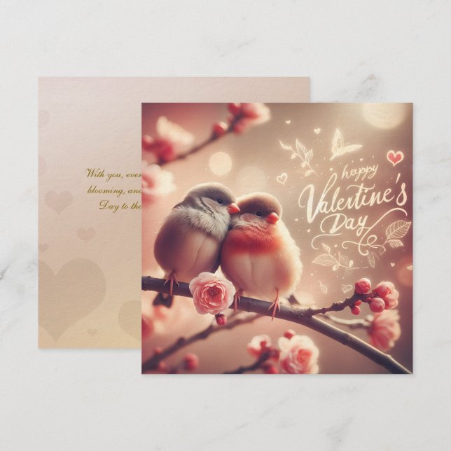Carte de la Saint-Valentin pour tourtereaux romant (Devant / Derrière)