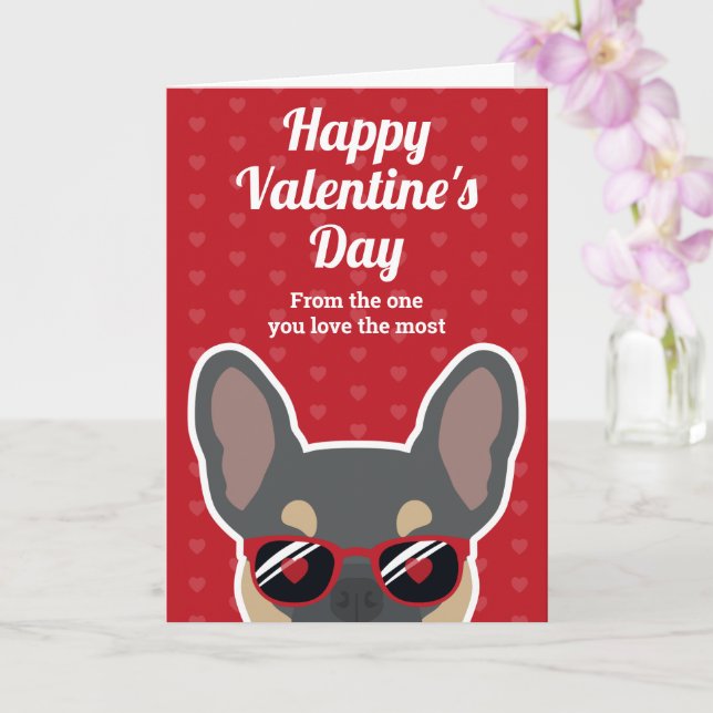 Carte de la Saint-Valentin pour un Bouledogue Fran (Orchidée)