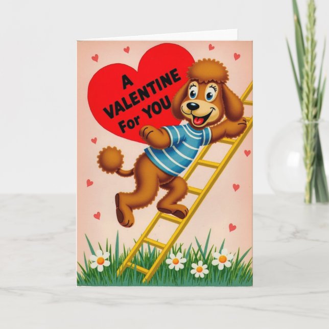 Carte de la Saint-Valentin pour un caniche mignon (Devant)