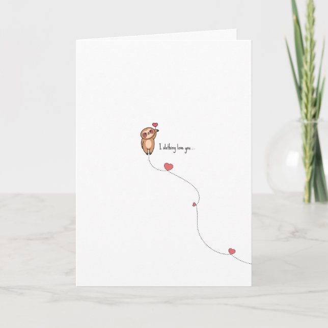 Carte de la Saint-Valentin pour un paresseux Kawai (Devant)
