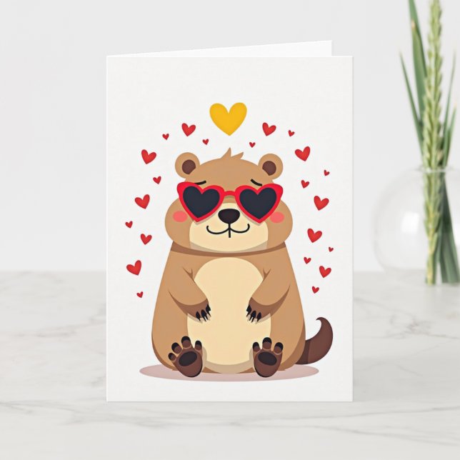 Carte de la Saint-Valentin pour une marmotte amour (Devant)