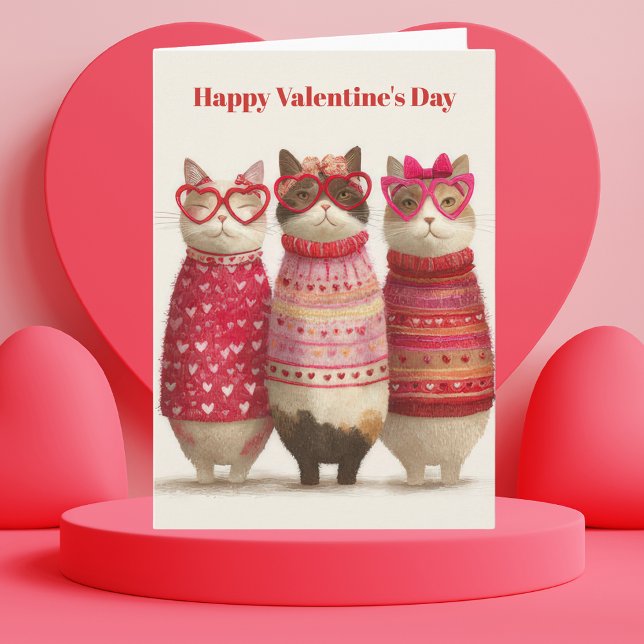 Carte de la Saint-Valentin Pullover Cœurs de Chats (Créateur téléchargé)