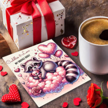 Carte de la Saint-Valentin Raton laveur Amour Ours