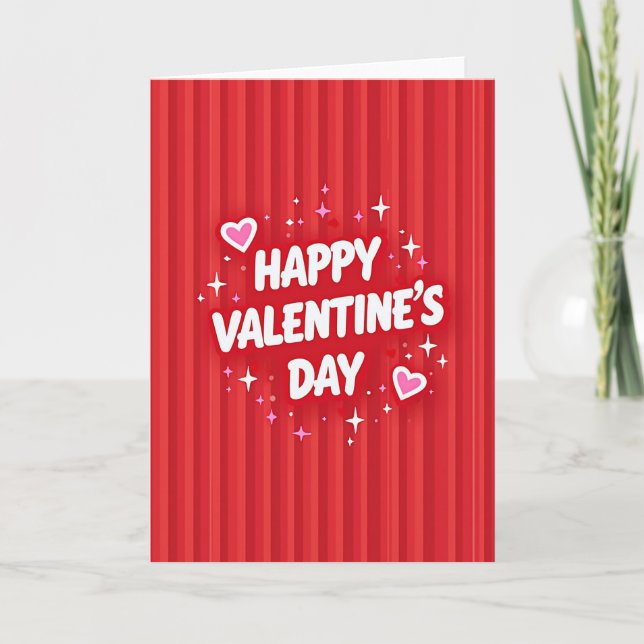 Carte de la Saint-Valentin rayée et scintillante (Devant)