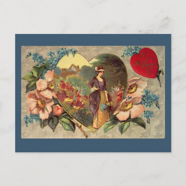 Carte de la Saint-Valentin représentant un jardin  (Devant)