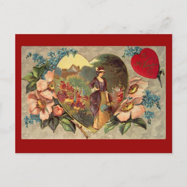 Carte de la Saint-Valentin représentant un jardin  (Devant)