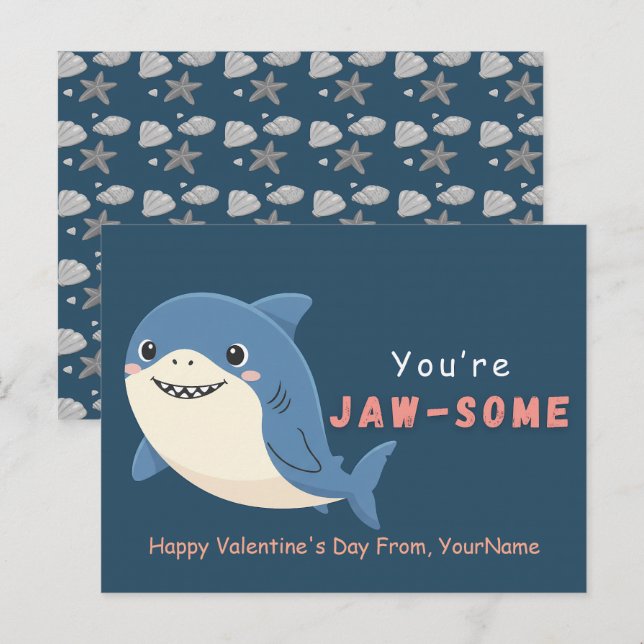 Carte de la Saint-Valentin Requin Mignon – T’es tr (Devant / Derrière)