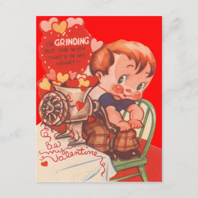 Carte de la Saint-Valentin Rétro Vintage Broyeur à (Devant)