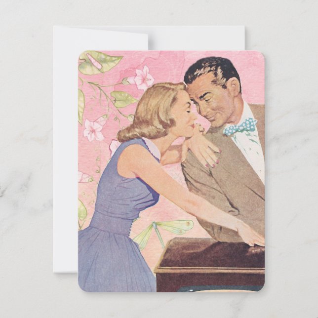 Carte de la Saint-Valentin Rétro Vintage Rose (Devant)