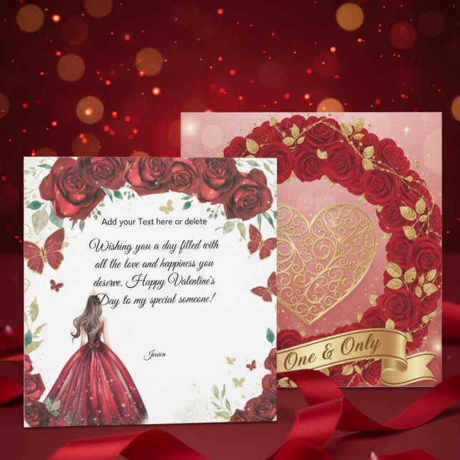 Carte de la Saint-Valentin Robe de Rose Rouge Pers (Créateur téléchargé)