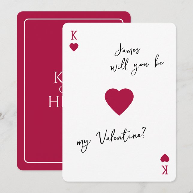 Carte de la Saint-Valentin Roi de mon Cœur Sois mo (Devant / Derrière)