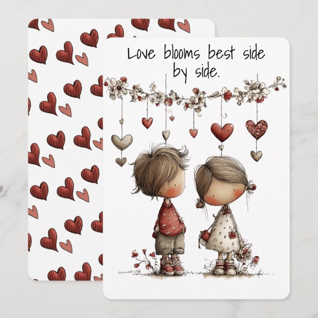 Carte de la Saint-Valentin romantique et mignonne  (Devant / Derrière)