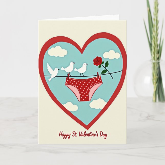 Carte de la Saint-Valentin Rose Culotte Rouge (Devant)