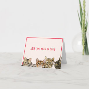 Carte de la Saint-Valentin rose des chats