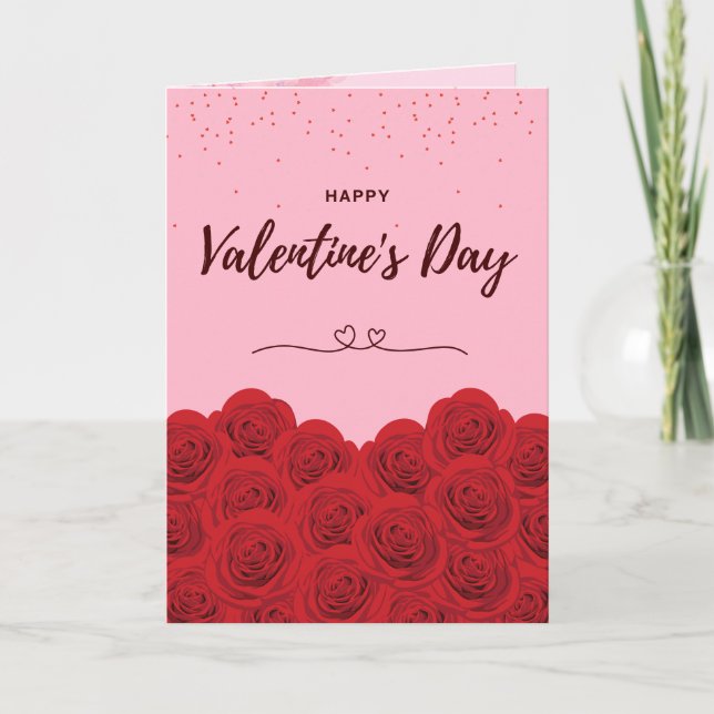Carte de la Saint-Valentin Rose Rouge Romantique A (Devant)