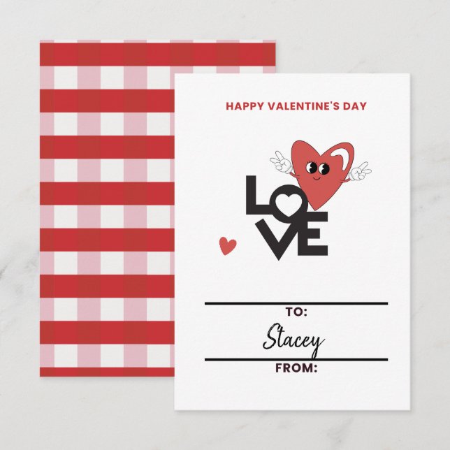 Carte de la Saint-Valentin rouge en forme de cœur  (Devant / Derrière)