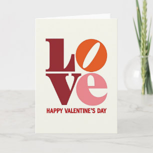 Carte de la Saint-Valentin Rouge Rétro Amour