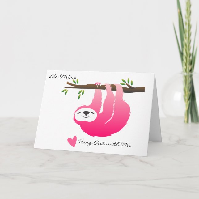 Carte de la Saint-Valentin Sloth Rose Suspendu Soi (Devant)