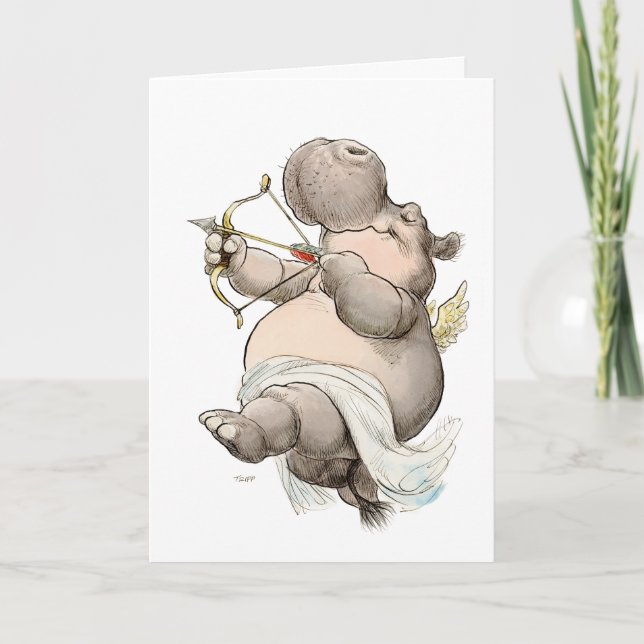 Carte de la Saint-Valentin "Soyez Mienne" Hippopot (Devant)