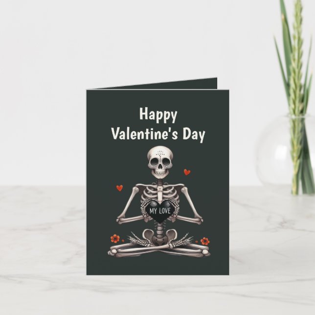 Carte de la Saint-Valentin squelette gothique cool (Devant)
