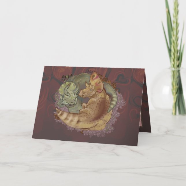 Carte de la Saint-Valentin Triceratops Câlins (Devant)