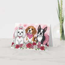 Carte de la Saint-Valentin Trio de chiens mignons