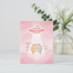 Carte de la Saint-Valentin UFO Chat Kawaii pour Pa