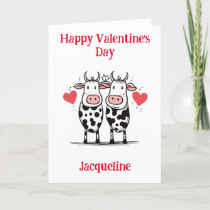 Carte de la Saint-Valentin vache drôle personnalis
