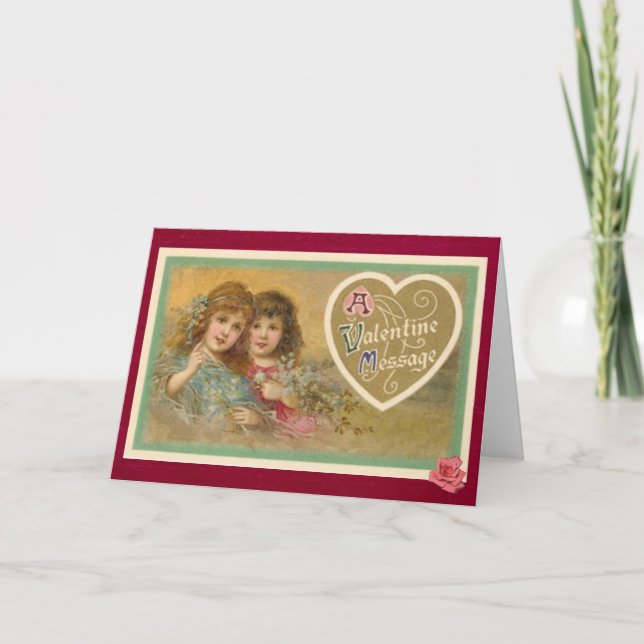 Carte de la Saint-Valentin victorienne pour 2 fill (Devant)