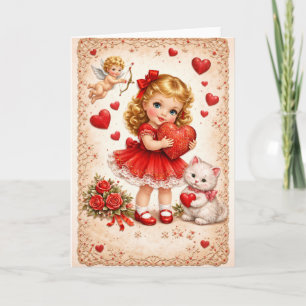 Carte de la Saint-Valentin vintage avec Cupidon