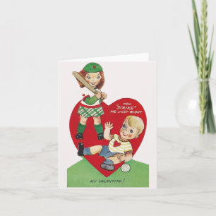 Carte de la Saint-Valentin vintage baseball